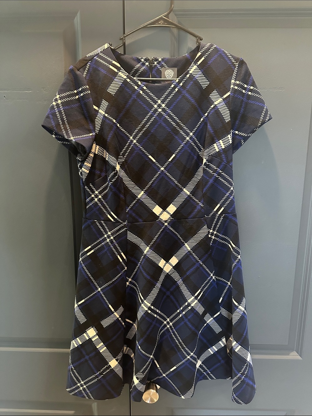 Vince Camuto Navy, Black & White A-line Fit-and-Flare Dress